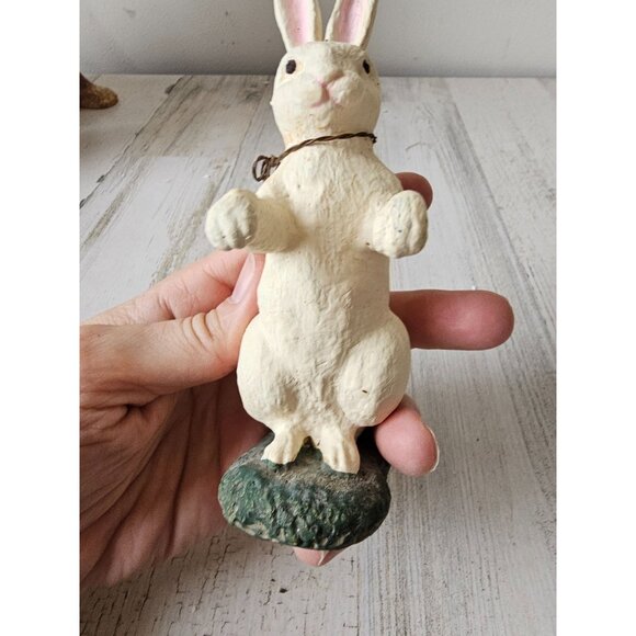 Vintage bunny rabbit Easter decor standing unique shabby chic vintage style deco - Picture 8 of 8